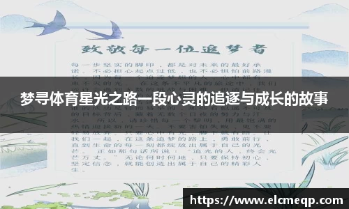 梦寻体育星光之路一段心灵的追逐与成长的故事