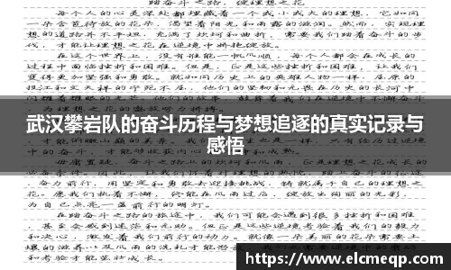武汉攀岩队的奋斗历程与梦想追逐的真实记录与感悟